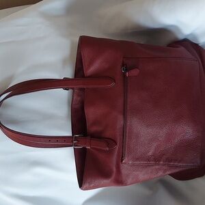 Large dark red Coach leather tote